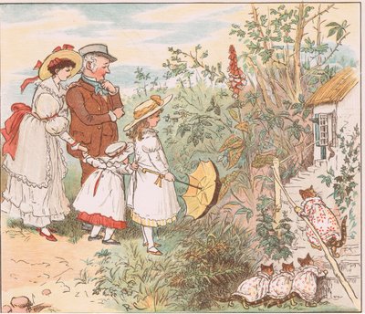 Una gatta e i suoi gattini sono entrati rotolando da Randolph Caldecott